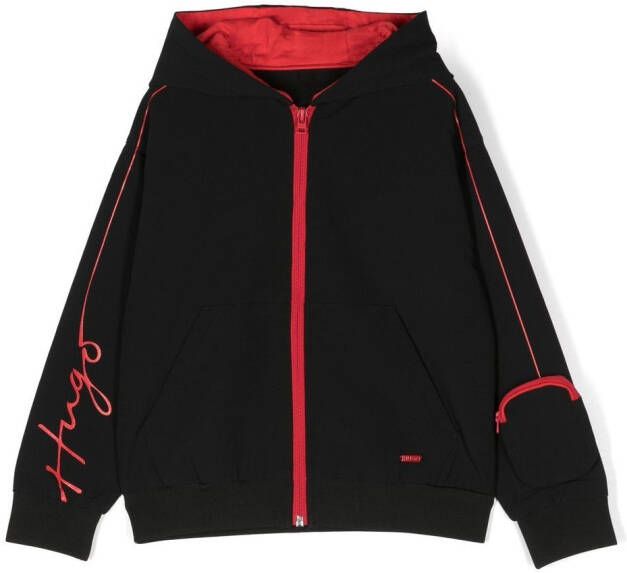 HUGO KIDS Hoodie met logoprint Zwart