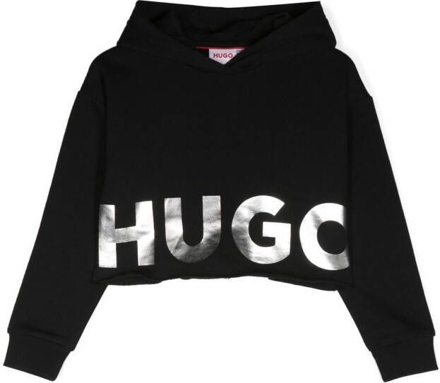HUGO KIDS Hoodie met logoprint Zwart