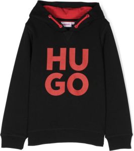 HUGO KIDS Hoodie met logoprint Zwart