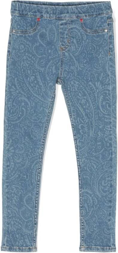 HUGO KIDS Jeans met paisley-print Blauw