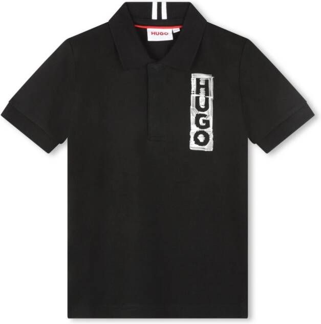 HUGO KIDS Poloshirt met logoprint Zwart