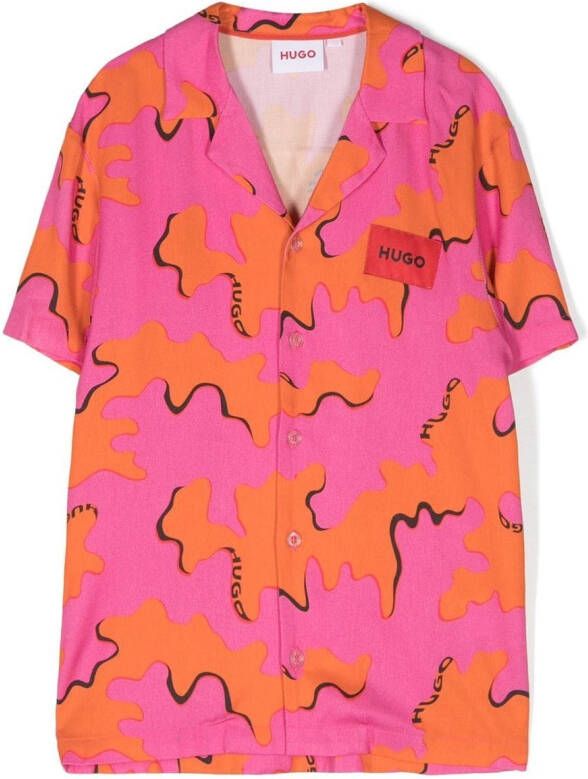 HUGO KIDS Shirt met camouflageprint Roze