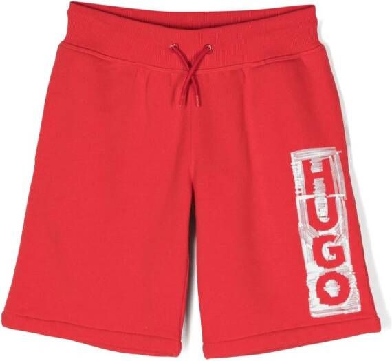 HUGO KIDS Shorts met logopatch Rood