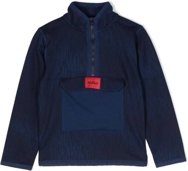 HUGO KIDS Sweater met logopatch Blauw