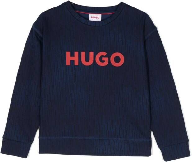 HUGO KIDS Sweater met logoprint Blauw