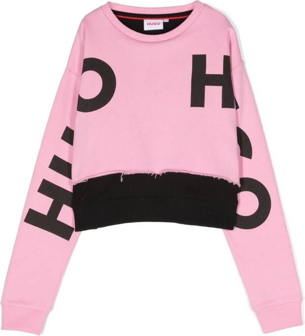 HUGO KIDS Sweater met logoprint Roze
