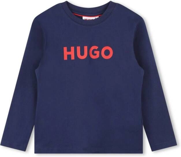 HUGO KIDS T-shirt met logoprint Blauw