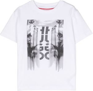 HUGO KIDS T-shirt met palmboomprint Wit