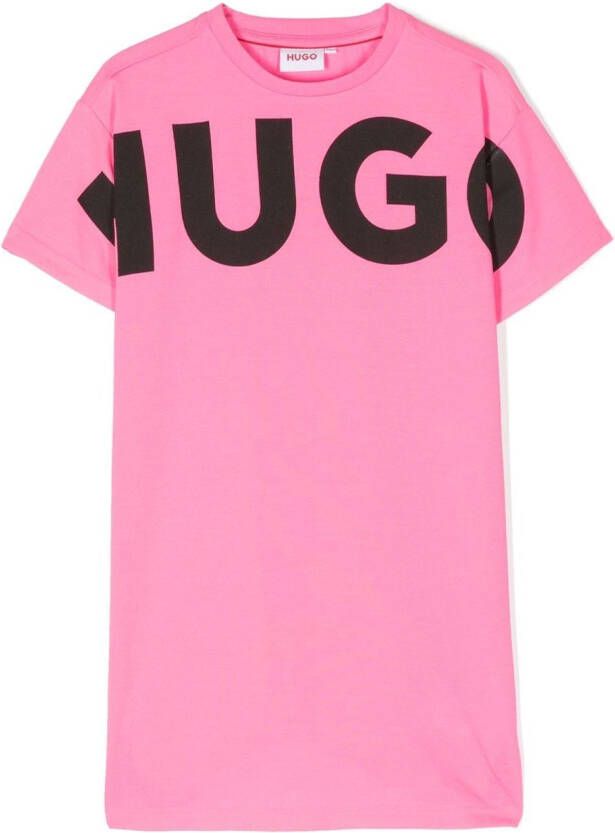 HUGO KIDS T-shirtjurk met logoprint Roze