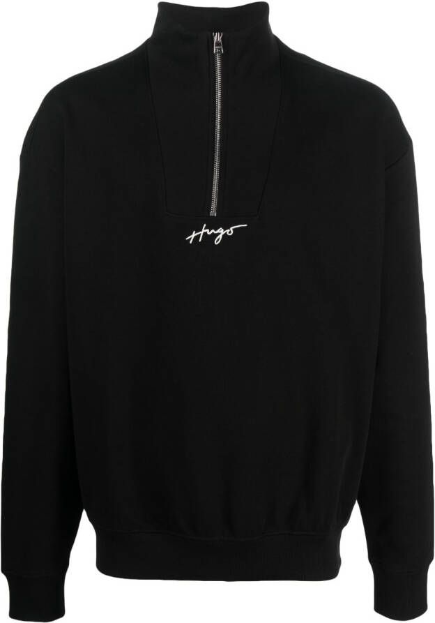 HUGO Sweater met geborduurd logo Zwart