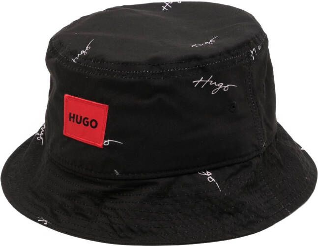 HUGO Vissershoed met logopatch Zwart