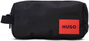HUGO Make-up tas met logopatch Zwart