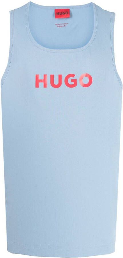 HUGO Tanktop met logoprint Blauw