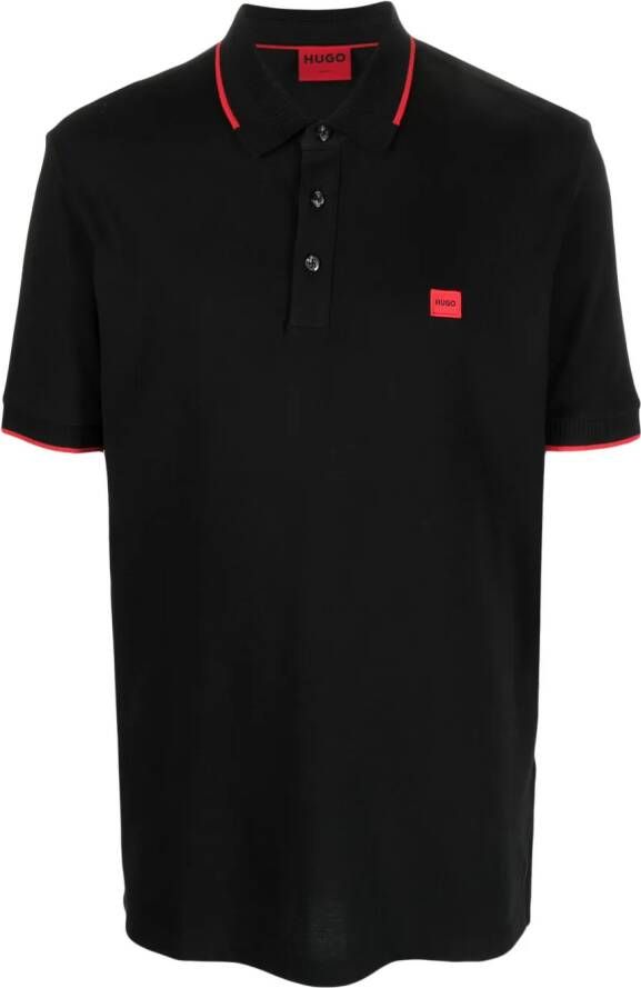 HUGO Poloshirt met logopatch Zwart