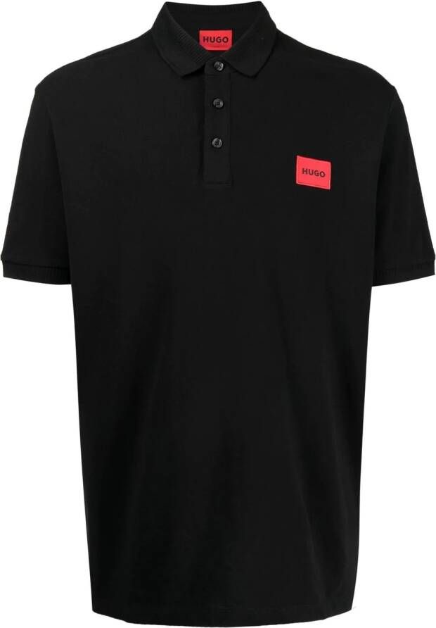 HUGO Poloshirt met logopatch Zwart