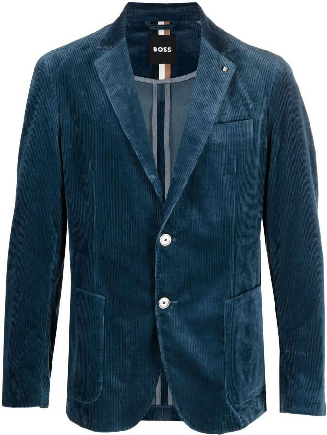 HUGO Ribfluwelen blazer Blauw