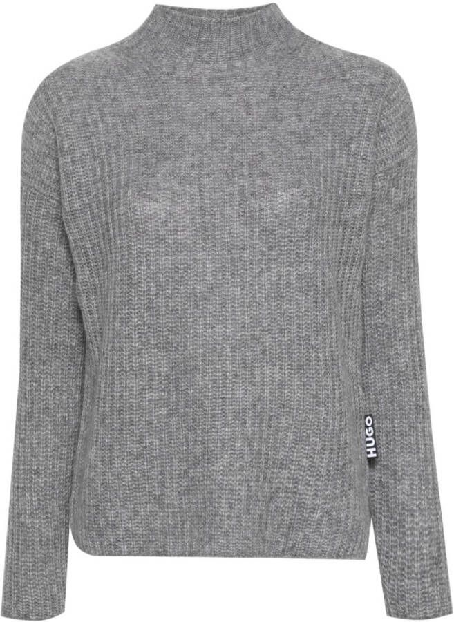 HUGO Ribgebreide trui Grijs