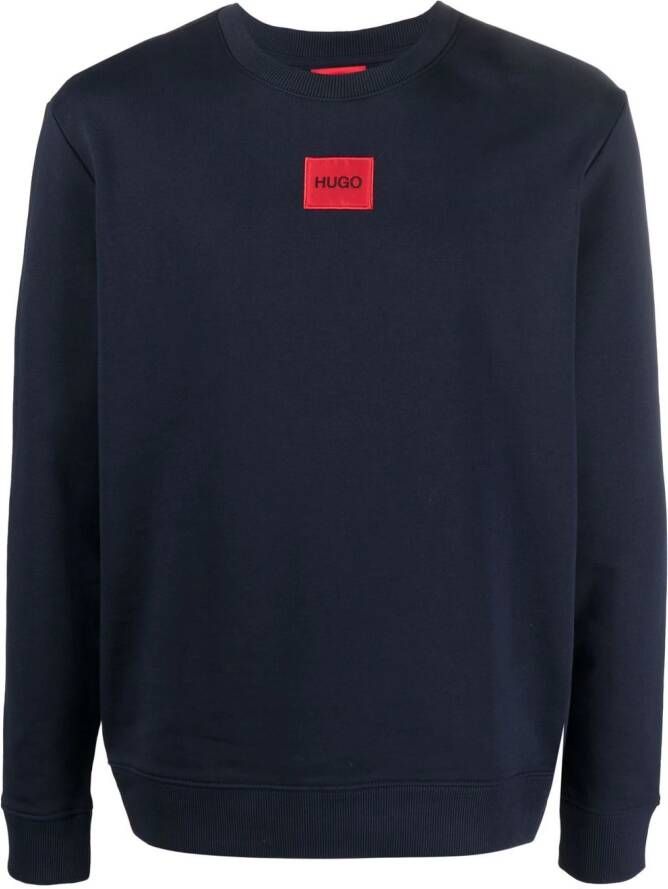 HUGO Sweater met logopatch Blauw