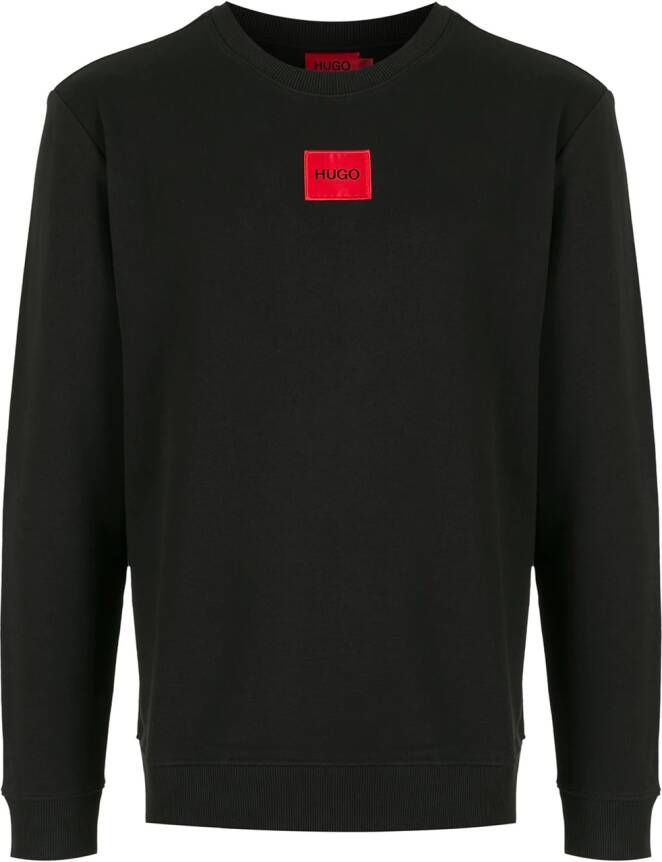 HUGO Sweater met logopatch Zwart