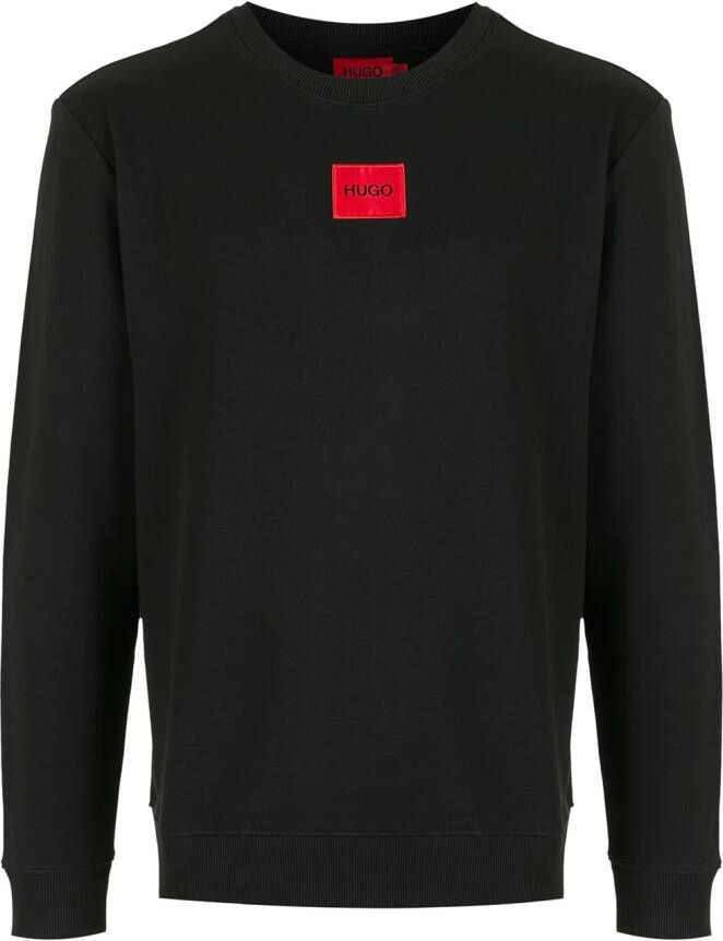 HUGO Sweater met logopatch Zwart