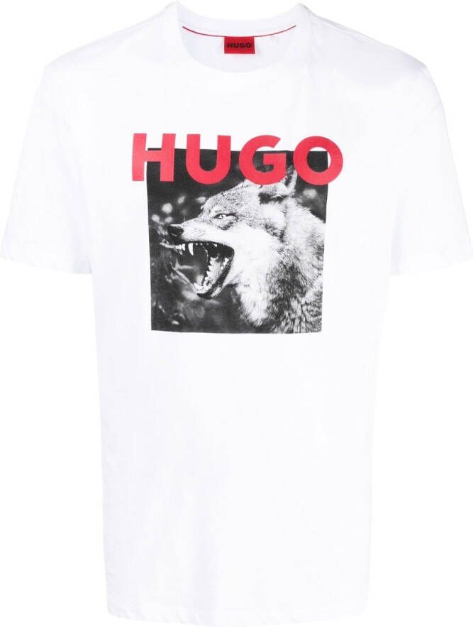 HUGO T-shirt met logoprint Wit
