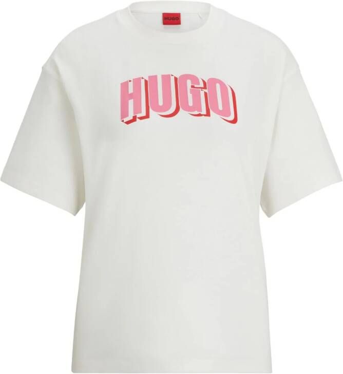 HUGO T-shirt met logoprint Wit
