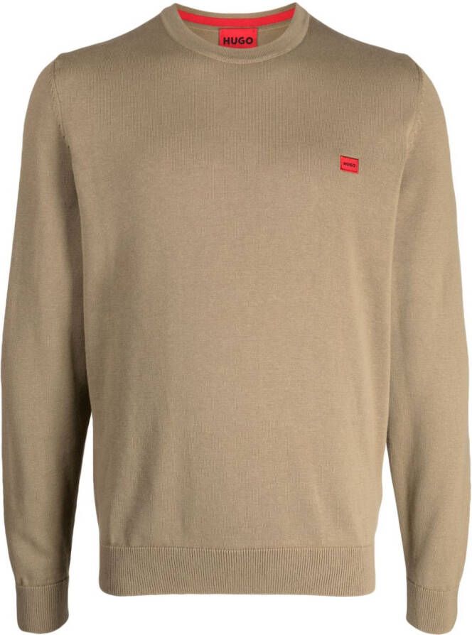 HUGO Trui met logopatch Bruin