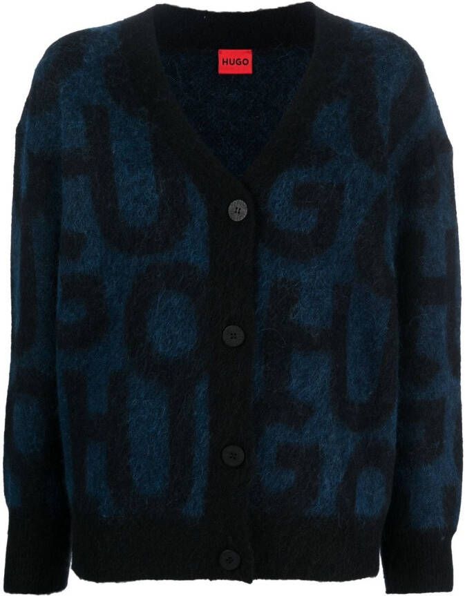 HUGO Vest met jacquard Blauw