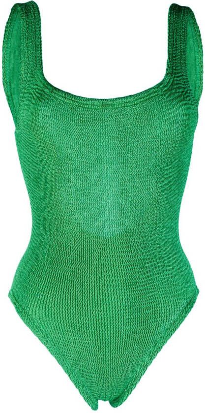 Hunza G Gekreukt badpak met vierkante hals Groen