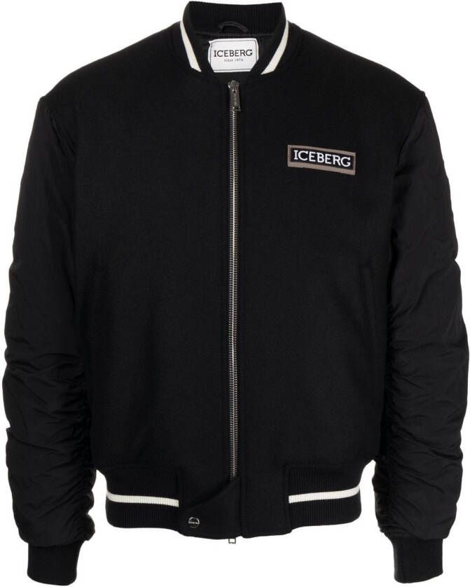 Iceberg Bomberjack met logopatch Zwart