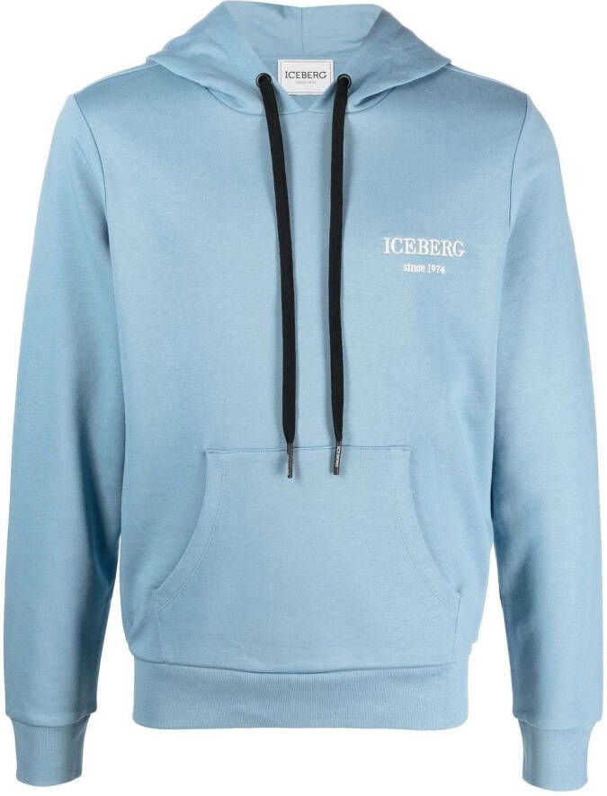 Iceberg Hoodie met geborduurd logo Blauw