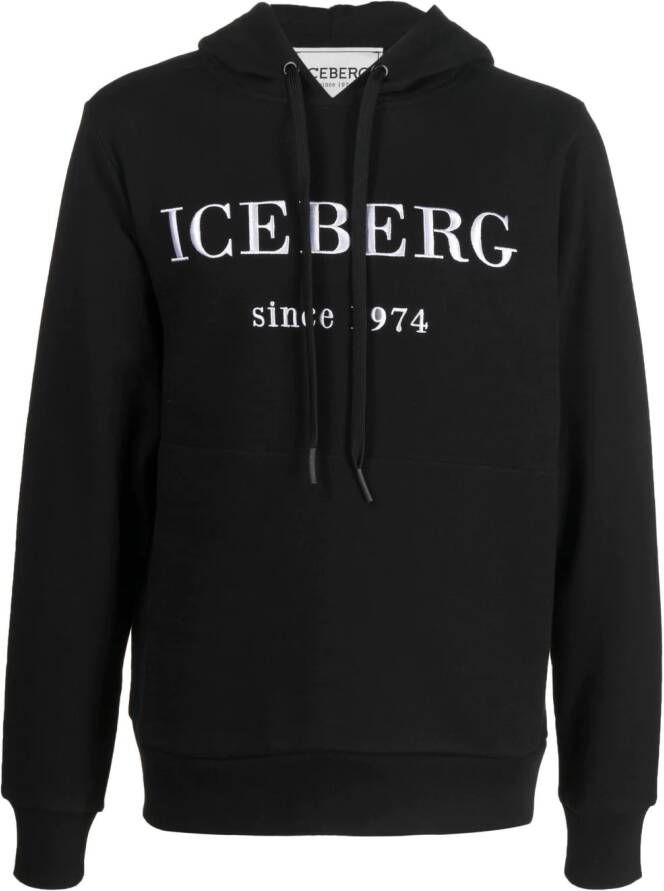 Iceberg Hoodie met geborduurd logo Zwart