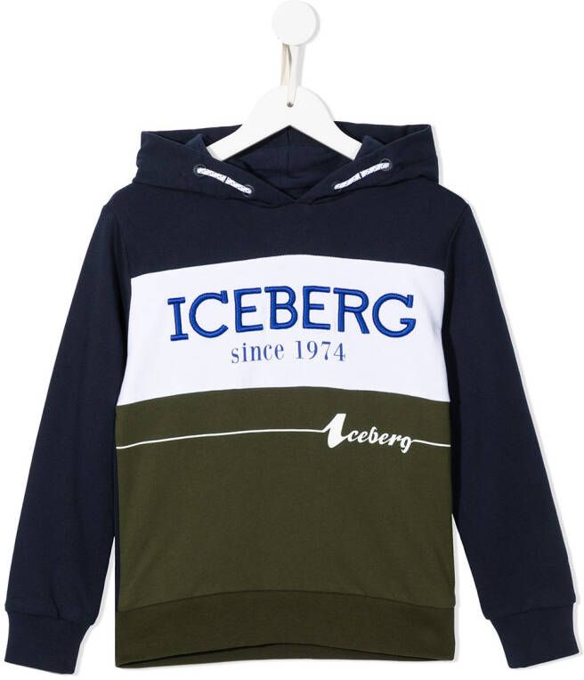 Iceberg Kids Hoodie met logoprint Groen