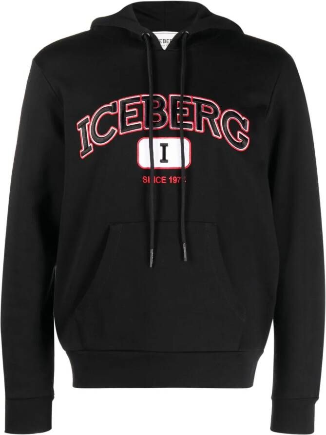 Iceberg Hoodie met geborduurd logo Zwart