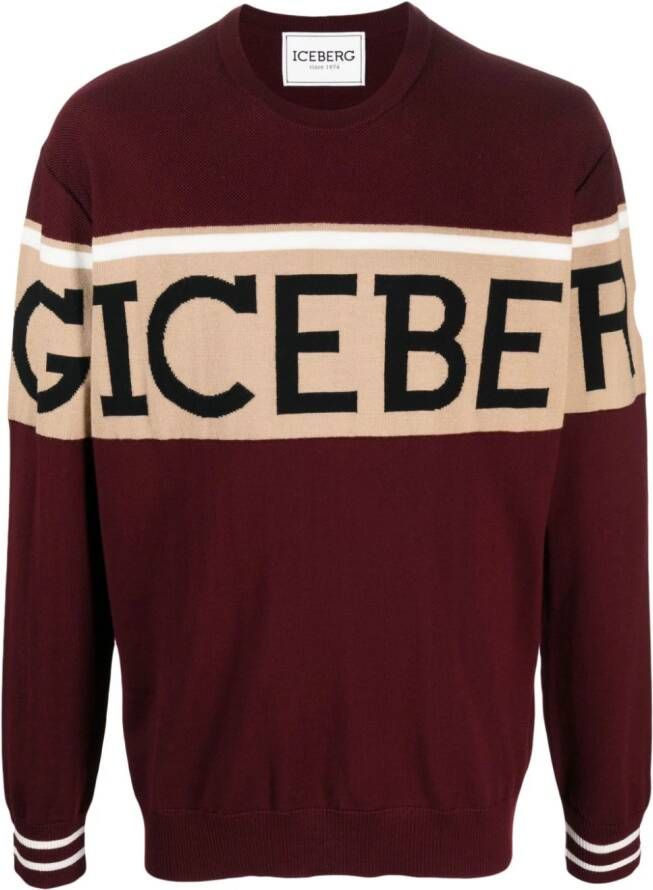 Iceberg Trui met intarsia logo Rood