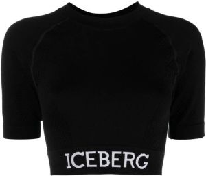Iceberg T-shirt met logoband Zwart
