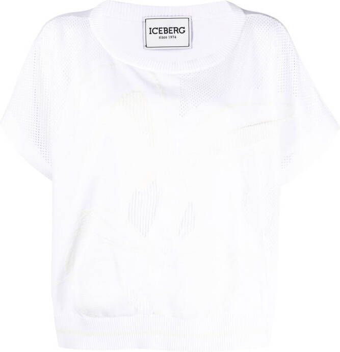 Iceberg T-shirt met mesh vlakken Wit