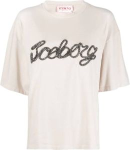Iceberg T-shirt met logo van stras Beige