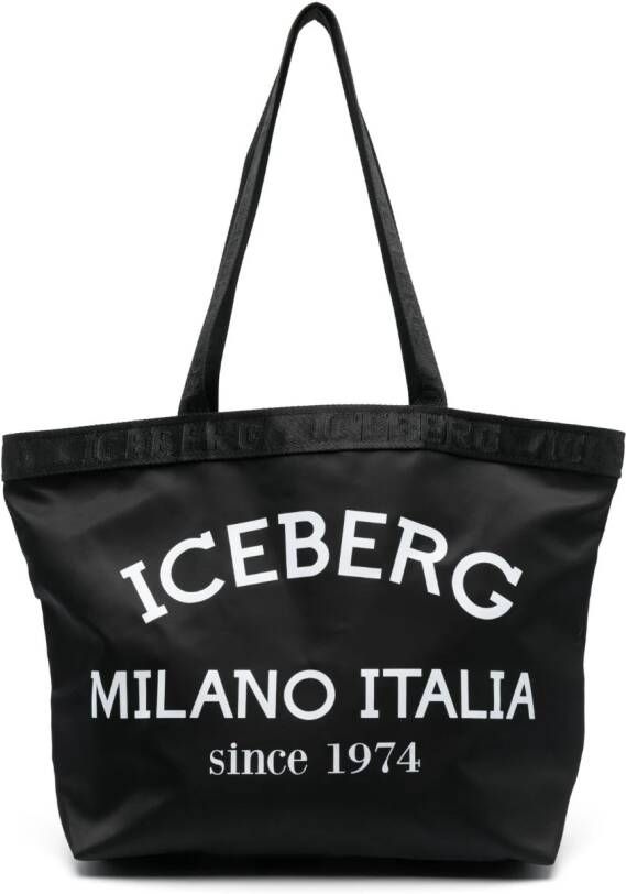 Iceberg Shopper met logoprint Zwart