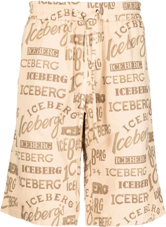 Iceberg Shorts met logoprint Bruin