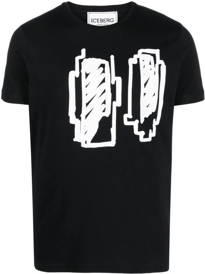 Iceberg T-shirt met print Zwart