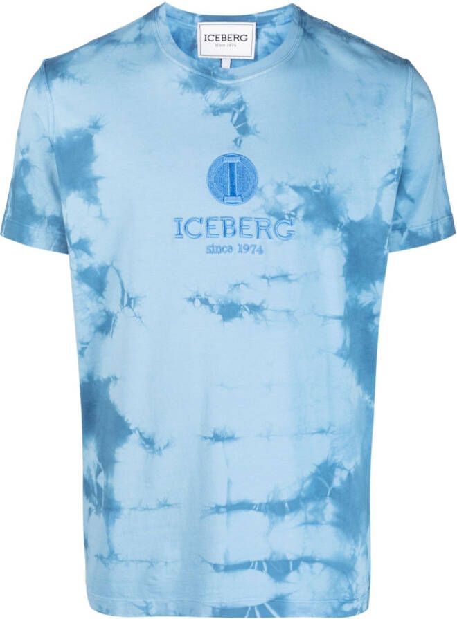 Iceberg T-shirt met tie-dye print Blauw