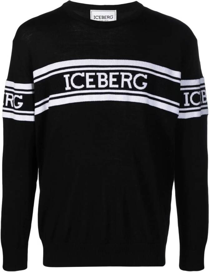 Iceberg Trui met logo intarsia Zwart