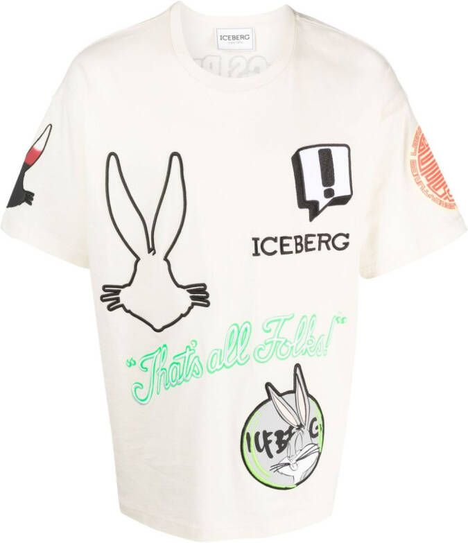 Iceberg x Looney Tunes T-shirt met tekst Beige