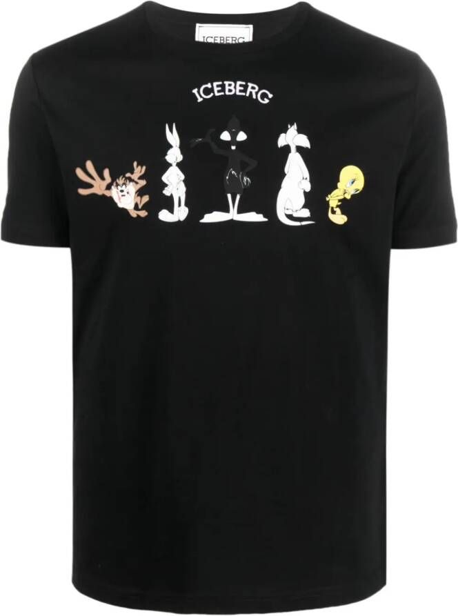 Iceberg x Looney Tunes T-shirt met geborduurd logo Zwart