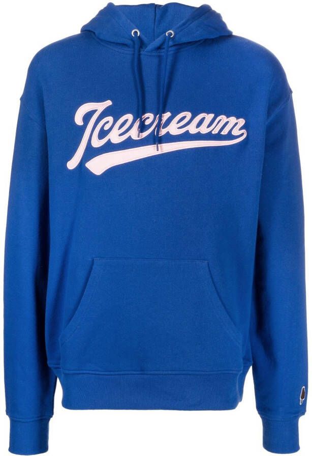 ICECREAM Hoodie met geborduurd logo Blauw