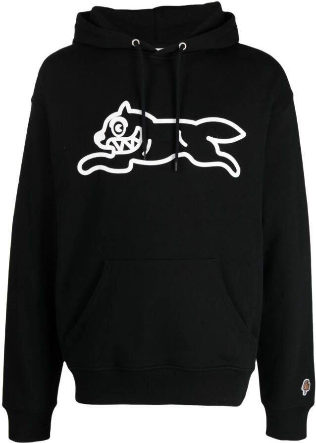 ICECREAM Hoodie met geribbelde afwerking Zwart