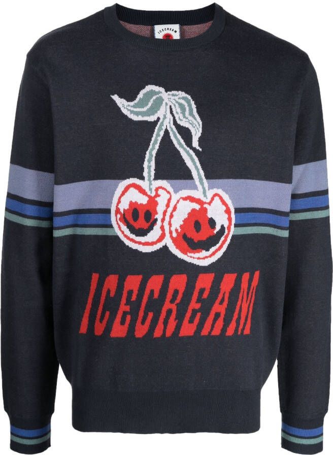 ICECREAM Sweater met logoprint Blauw