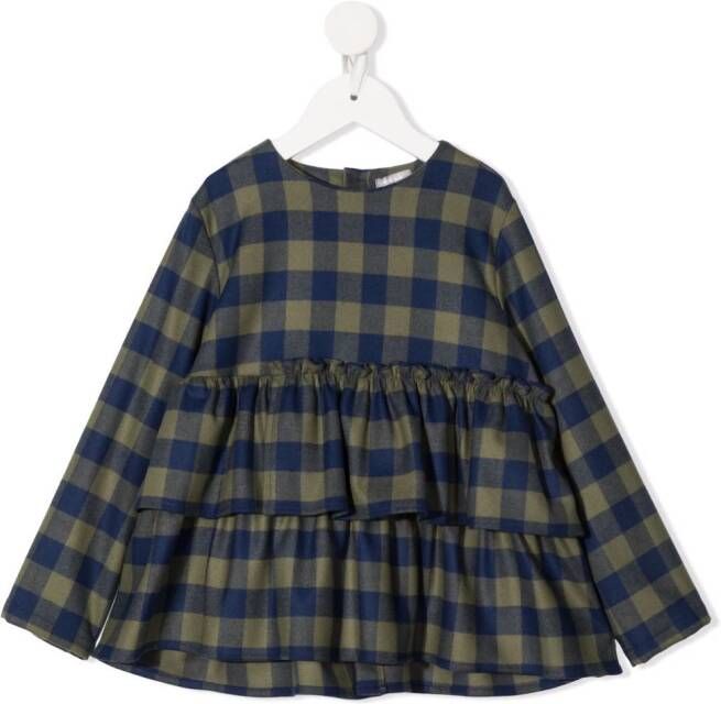Il Gufo Geruite blouse Blauw