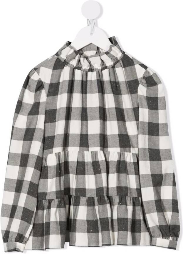 Il Gufo Geruite blouse Grijs